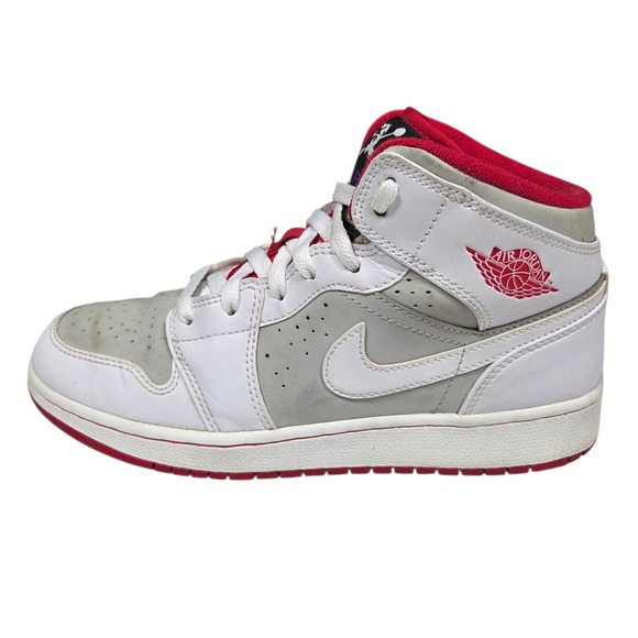 Jordan 1 Mid Hare GS 5Y White Grey Red 719554-123 Bugs Bunny Basketball Shoes - Picture 2 of 16